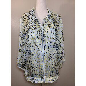 A la carte Womens Long sleeves Top Shirt Zipper Yellow Black White Size XL A188